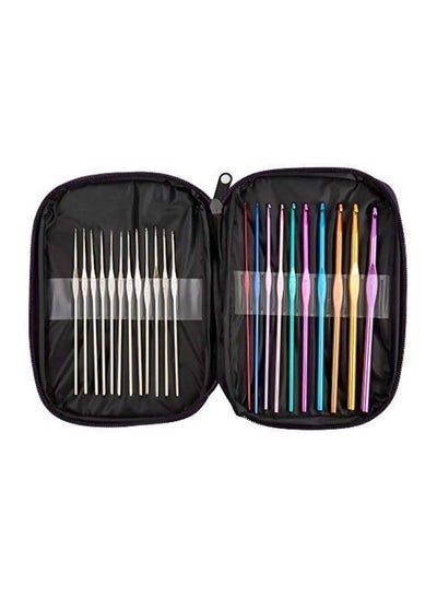 Buy 22-Piece Aluminium  Crochet Hook Set Gold/Blue/Purple 7.1x5.1x0.6inch in UAE