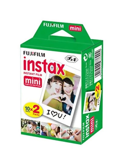 Buy 20-Piece Instax Mini Instant Film For Mini8/8 Camera White in UAE