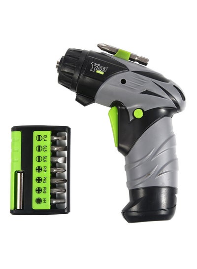 Buy 10-Piece Cordless Screwdriver Set Black/Green/Grey in Saudi Arabia