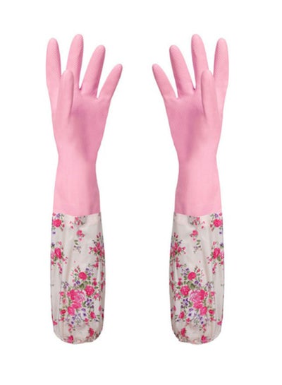 Buy Winter Plus Velvet Latex Gloves Pink 49.5cm in Egypt