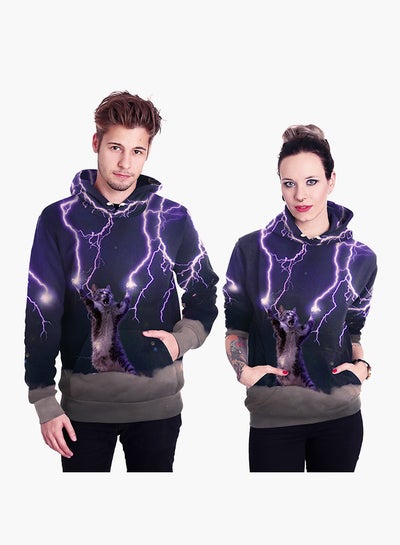 Buy 3D Printing Long Sleeve Hoodie Purple in Saudi Arabia