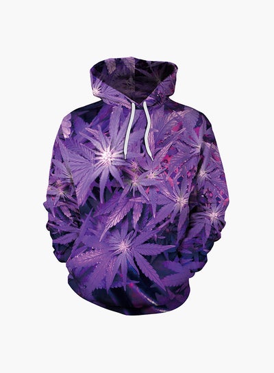 Buy 3D Printing Long Sleeve Hoodie Purple in Saudi Arabia