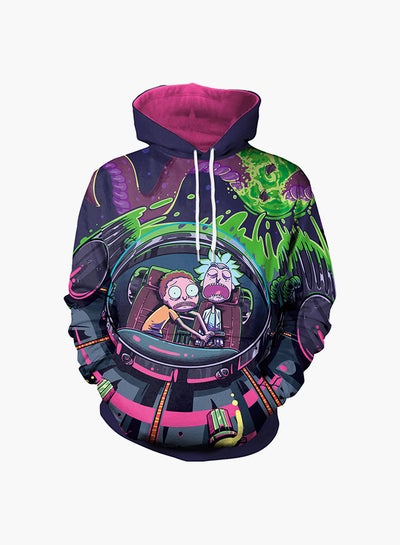 Buy 3D Printing Long Sleeve Hoodie Multicolour in Saudi Arabia