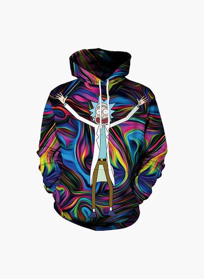 Buy 3D Printing Long Sleeve Hoodie Multicolour in Saudi Arabia