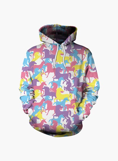 Buy 3D Printing Long Sleeve Hoodie Multicolour in Saudi Arabia