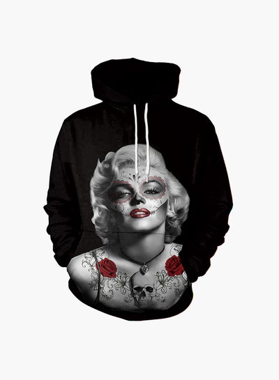 Buy 3D Printing Long Sleeve Hoodie Black in UAE