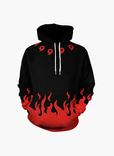 Buy 3D Printing Long Sleeve Hoodie Black/Red in UAE