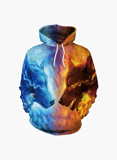 Buy 3D Printing Long Sleeve Hoodie Multicolour in Saudi Arabia