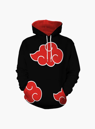 Buy 3D Printing Long Sleeve Hoodie Black/Red in Saudi Arabia