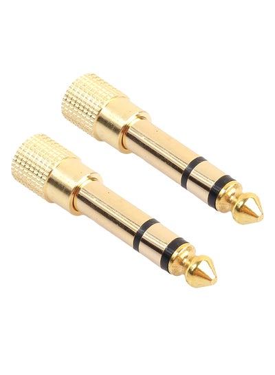 Buy 2-Piece 6.3mm 1/4 Male Plug to 3.5mm 1/8 Female Jack Stereo Headphone Audio Adapter Gold in UAE