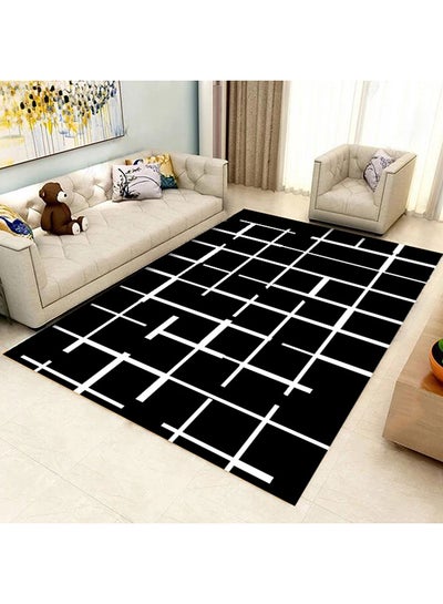 Buy 3D Geometric Pattern Living Room Carpet Black 40X60cm in UAE