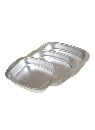 Buy 3 Piece Oven Dish Silver 25x29x31cm in Saudi Arabia