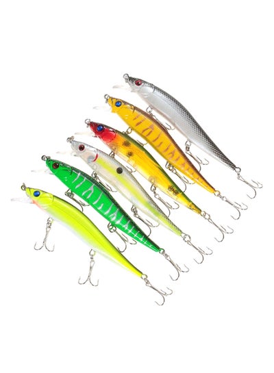 Buy 6-Piece Hard Artificial Sinking Minnow Wobbler Fishing Lure Set in Saudi Arabia