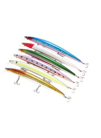 Buy 6-Piece Artificial Diving Minnow Wobbler Fishing Lure Set in Saudi Arabia