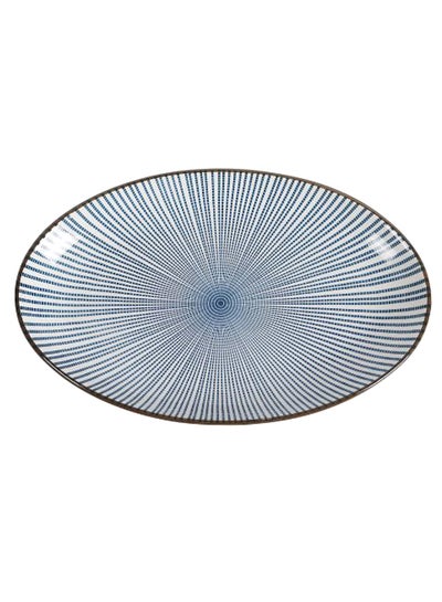 اشتري Round Elliptical Dinner Plate أزرق وأبيض 12 بوصة في السعودية