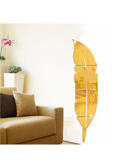 Buy Feather Mirror Wall Sticker Gold 120x30centimeter in Saudi Arabia