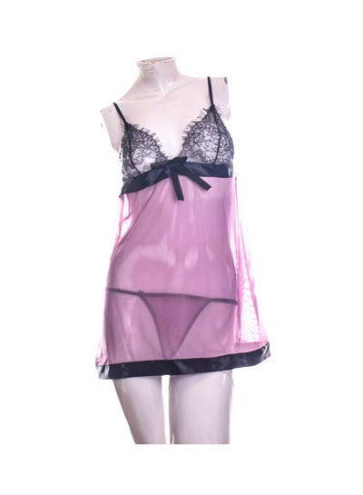 Buy Skirt Nightdress Set Purple/Black in Saudi Arabia