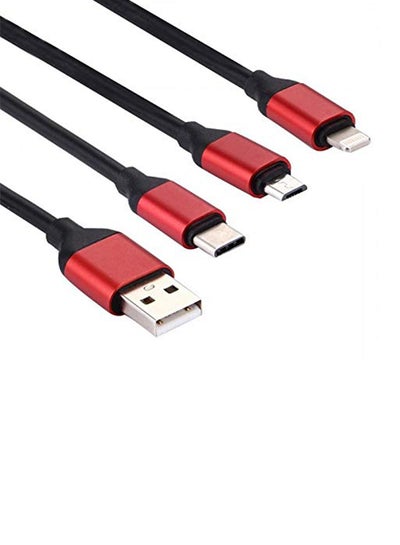 Buy USB Type C Micro 3-In-1 Charging Cable USB Fast Charge For Apple Android Mobile Phone Black in UAE