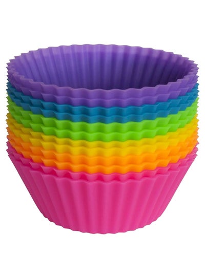 Buy 12-Piece Muffin Cup Cake Mould Set Multicolour in Egypt