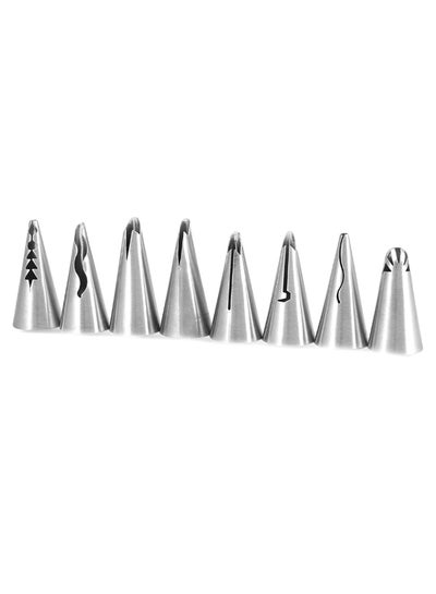 Buy 8-Piece Icing Piping Nozzle Set Silver in Saudi Arabia