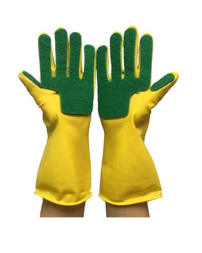 Buy Dish Washing Gloves Yellow/Green 31 x 13cm in Saudi Arabia