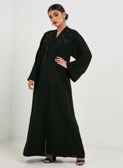 Buy Embroidered Stones Abaya Black in UAE