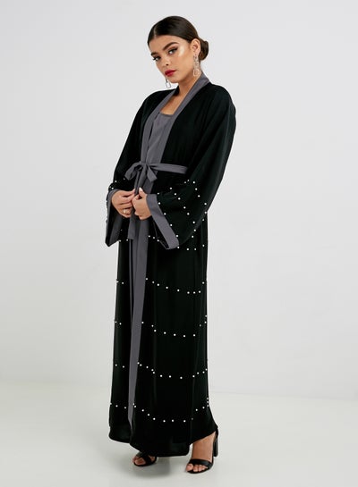 Buy Pearl Detailed Abaya Black in UAE