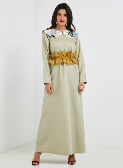 Buy Collared Kaftan Olive in UAE