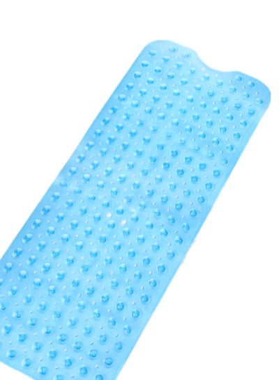 Buy Anti-Slip Bath Mat With Suction Cup Blue 100 x 40cm in UAE