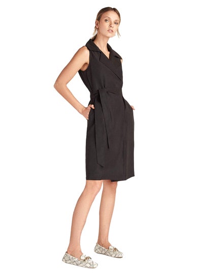Trench Coat Style Sleeveless Dress, Calvin Klein Sleeveless Trench Coat Dress Black