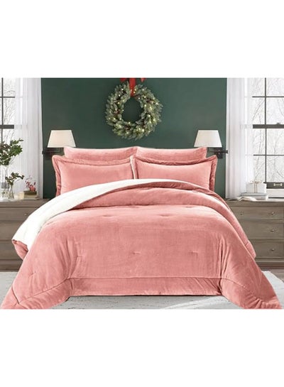 Buy 6-Piece King Size Comforter Set Faux Fur Pink 260x240centimeter in UAE