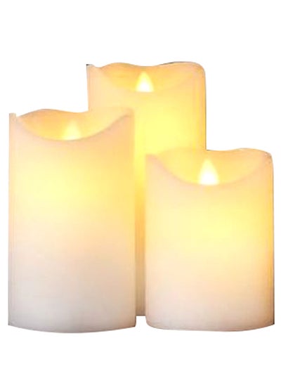 Buy 3-Piece Sara Exclusive LED Flameless Candle Set Almond 10.16cm, 12.7cm, 15.24cm in Saudi Arabia