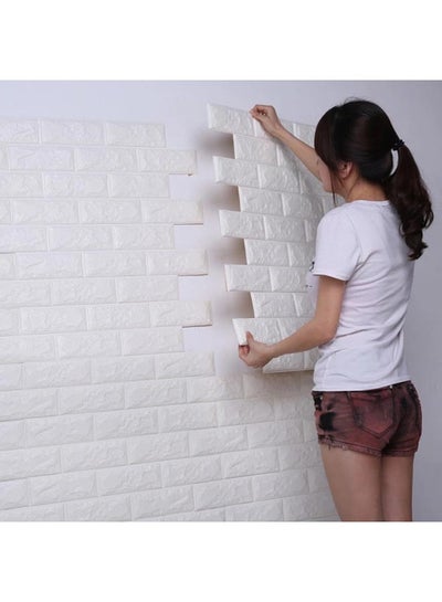 اشتري ورق جدران ثلاثي الأبعاد ذاتي اللصق مجسم من الإسفنج أبيض 70x77سم في السعودية