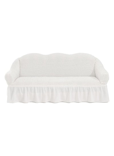 Buy 3-Seater Exquisitely Detailed And Beautifully Designed Attractive Bubble Type Pattern Sofa Slipcover White 110 x 210centimeter in Saudi Arabia