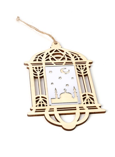 Buy 10-Pieces Wooden Ramadan Hanging Pendants With Ropes Brown 22.2x0.6x12.2cm in UAE