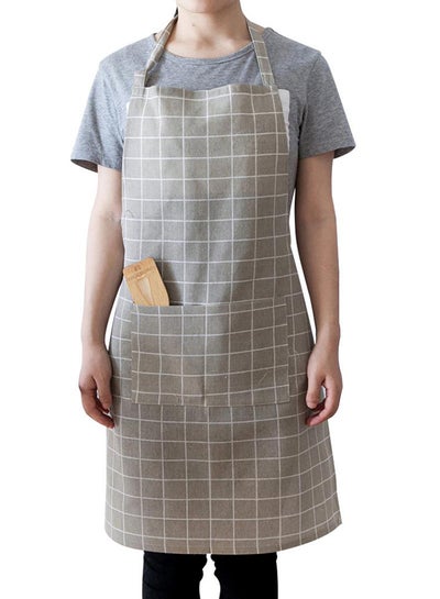 Buy Casual Adjustable Plaid Cotton Apron Grey in Egypt