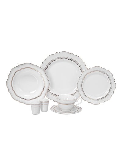 Buy 32-Piece Porcelain Dinner Set White/Gold in Saudi Arabia