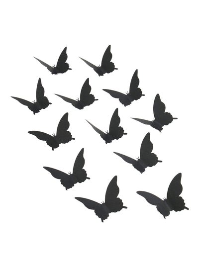 Buy 12-Piece 3D Butterfly Wall Sticker Black 0.02kg in UAE