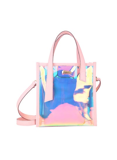 Buy Transparent Laser Bag Shopper Hologram Pvc Shoulder Crossbody Bag Pink/Blue in Saudi Arabia
