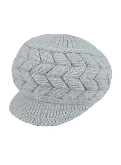 Buy Knitted Beret Crochet Cap Light Grey in Saudi Arabia