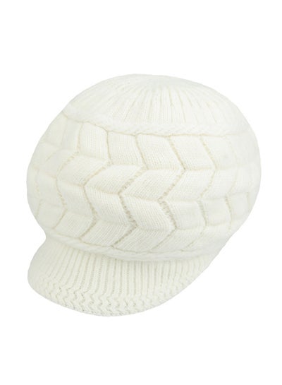 Buy Knitted Beret Crochet Cap White in Saudi Arabia