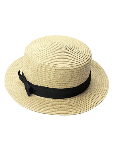 اشتري قبعة فيدورا تريلبي من أعواد القش بتصميم عقدة فيونكة للنساء بيج في السعودية