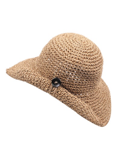 Buy Foldable Straw Hat Light Brown in Saudi Arabia