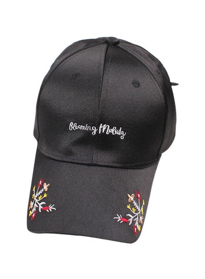 Buy Floral Embroidery Baseball Cap Black in Saudi Arabia