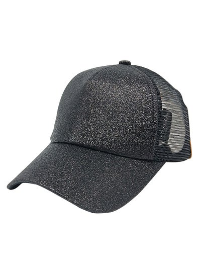 Buy Sequined Fishnet Baseball Cap Black in Saudi Arabia