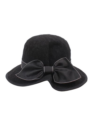 Buy Bowknot Straw Hat Black in Saudi Arabia