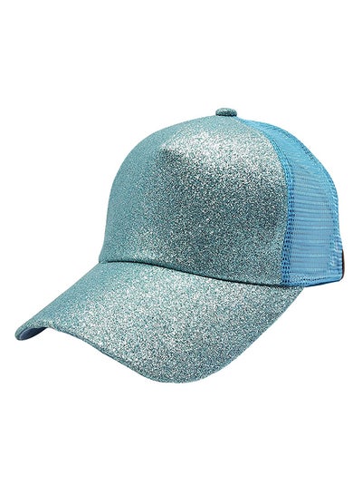 Buy Sequined Fishnet Baseball Cap Blue in Saudi Arabia