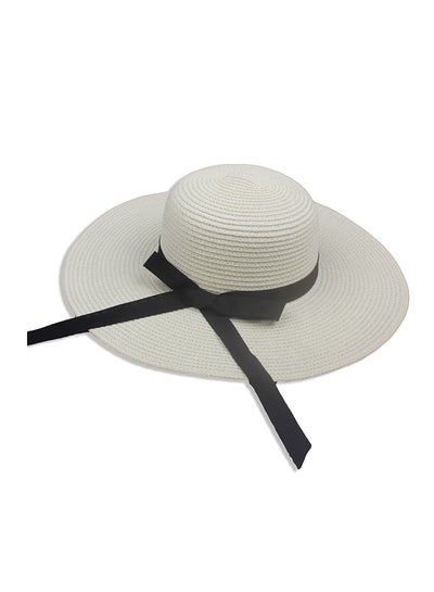 Buy Bowknot Straw Hat White in Saudi Arabia