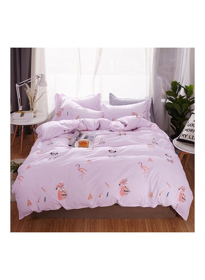 Buy 4-Piece Floral Printed Bedding Set Cotton Multicolour Queen in UAE