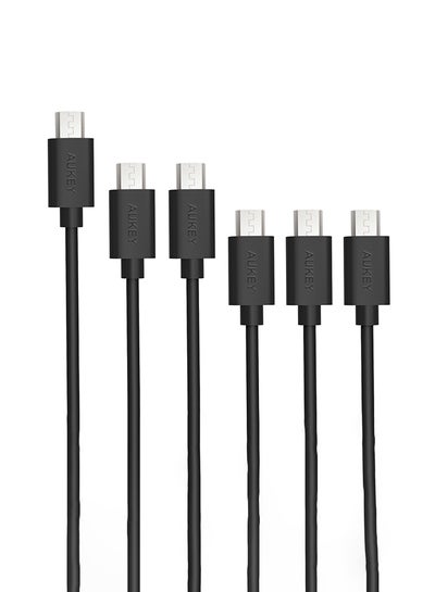 اشتري 6 Piece Usb-A 2.0 To Micro Usb Cable Black 1.2 متر في السعودية